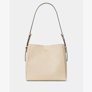 NWT Kate Spade Juliette Medium Bucket Shoulder Bag Leather Light Sand KM546 RARE